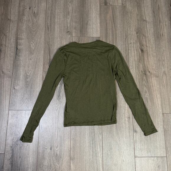 J.Crew Tissue Crepe Long Sleeve T-Shirt WMNS M Rich Olive Crewneck Pullover Soft - Picture 4 of 6